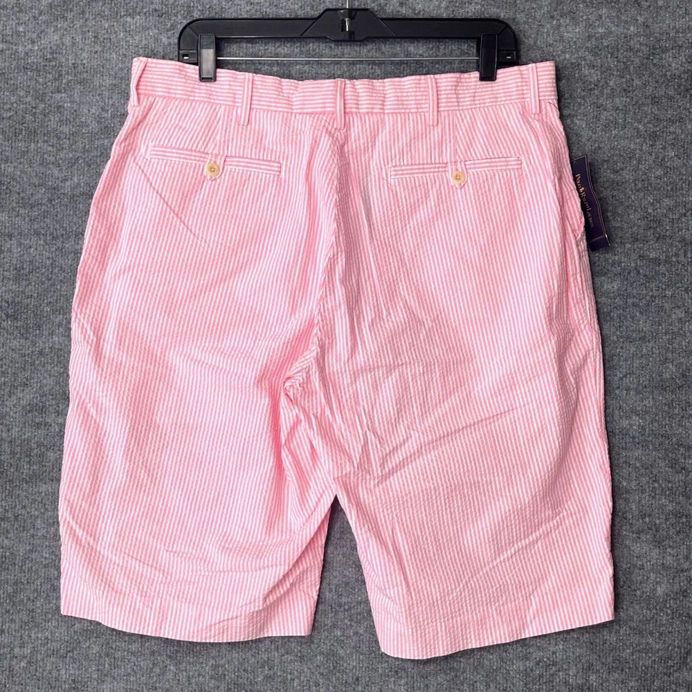 Polo Ralph Lauren Mens Pink White Seersucker Striped Shorts Cotton Size 35 NWT
